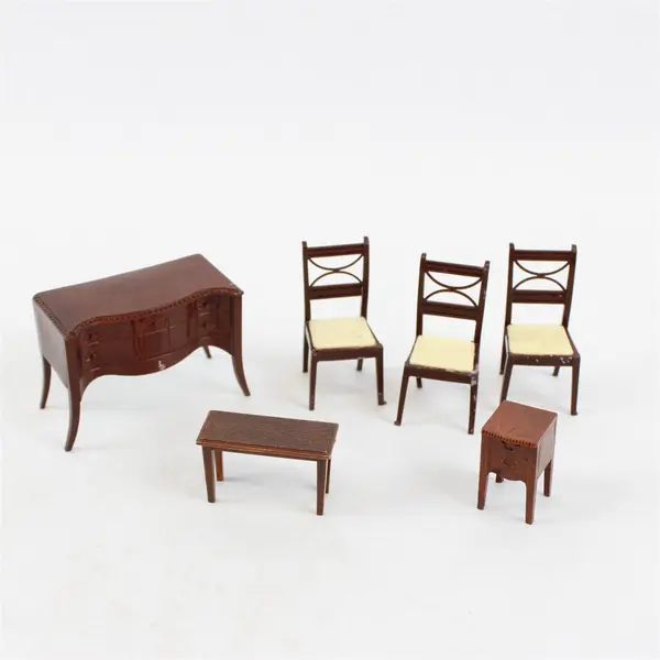 Lot of 6 Vintage Dollhouse Furniture Miniature Chairs Side & Sofa Tables