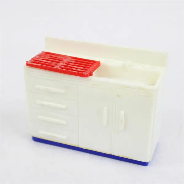 Lot of 6 Vintage Dollhouse Furniture Kitchen Sink Stove Refrigerator Cabinets