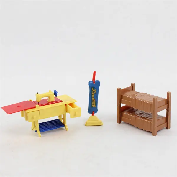 Lot of 3 Vintage Dollhouse Furniture Bunk Bed Vacuum Sewing Machine