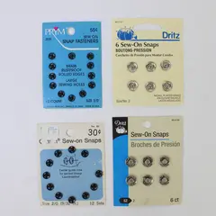Lot of 4 Pks. of Sew-on Clothing Snaps, Dritz and Prym Brands , 1 Used