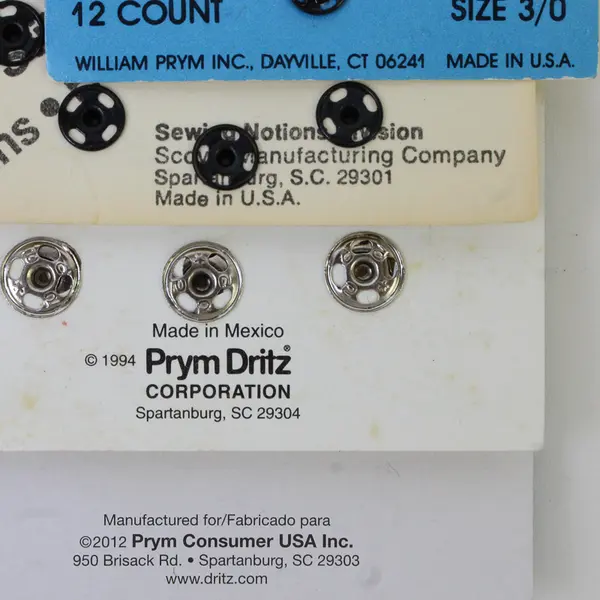 Lot of 4 Pks. of Sew-on Clothing Snaps, Dritz and Prym Brands , 1 Used