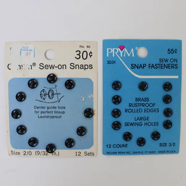 Lot of 4 Pks. of Sew-on Clothing Snaps, Dritz and Prym Brands , 1 Used