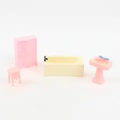 Lot of 4 Vintage Dollhouse Furniture Bath Tub Sink Chest Nightstand