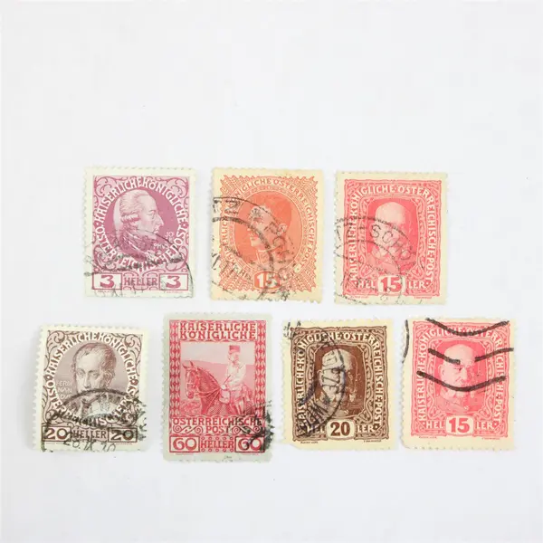 Lot Of 7 Austria Mixed Emperor 3/15/20/60 Heller Stamps Used Early 1900s