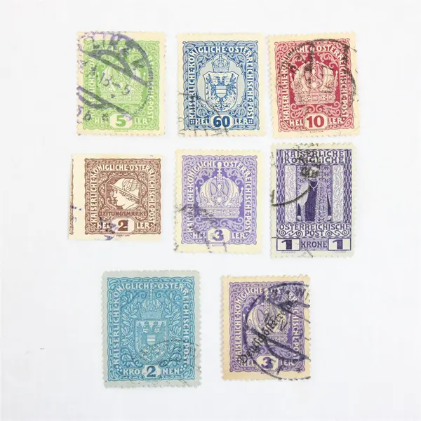 Lot Of 8 Austria Royal Austrian Post Stamps Used Early 1900s