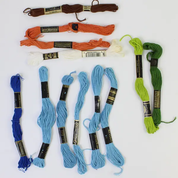 Lot of 12 J.&P. Coats 6-Strand Floss, Asst'd Colors