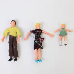 Vintage Rubber Dollhouse Family Figures Mom Dad Baby 3in Miniature