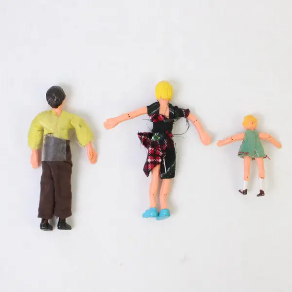 Vintage Rubber Dollhouse Family Figures Mom Dad Baby 3in Miniature