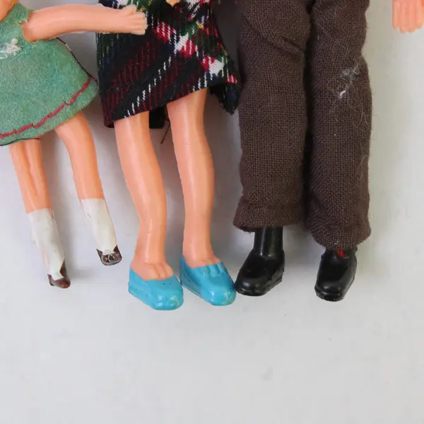 Vintage Rubber Dollhouse Family Figures Mom Dad Baby 3in Miniature