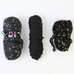 Lot of 3 Skeins of Assorted Black Yarn , 1 New Hayfield Fun Fashion one 