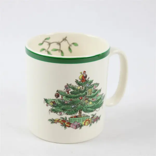 Lot Of 3 Spode Christmas Tree Pattern Matching Green/White Ceramic Mug 3.5" Tall