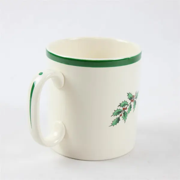 Lot Of 3 Spode Christmas Tree Pattern Matching Green/White Ceramic Mug 3.5" Tall