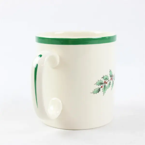 Lot Of 4 Spode Christmas Tree Pattern Matching Green/White Ceramic Mug 3.5" Tall