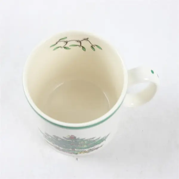 Lot Of 4 Spode Christmas Tree Pattern Matching Green/White Ceramic Mug 3.5" Tall