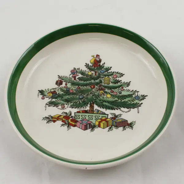 Lot Of 2 Spode Christmas Tree Pattern Ceramic Mug W/ Matching Coaster 3.5" Tall