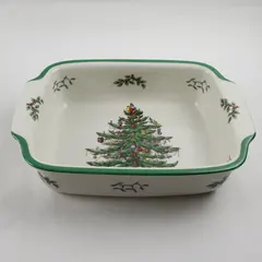 Spode Christmas Tree Pattern Ceramic Green/White Rectangle Casserole Dish