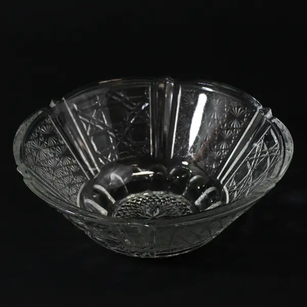 Vtg FNG Indonesia Glass Candy Dish Daisy Cane Button Pattern w/Lid