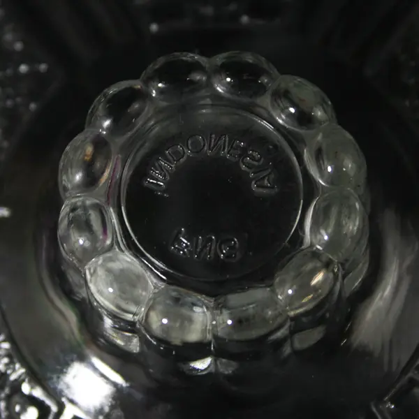 Vtg FNG Indonesia Glass Candy Dish Daisy Cane Button Pattern w/Lid