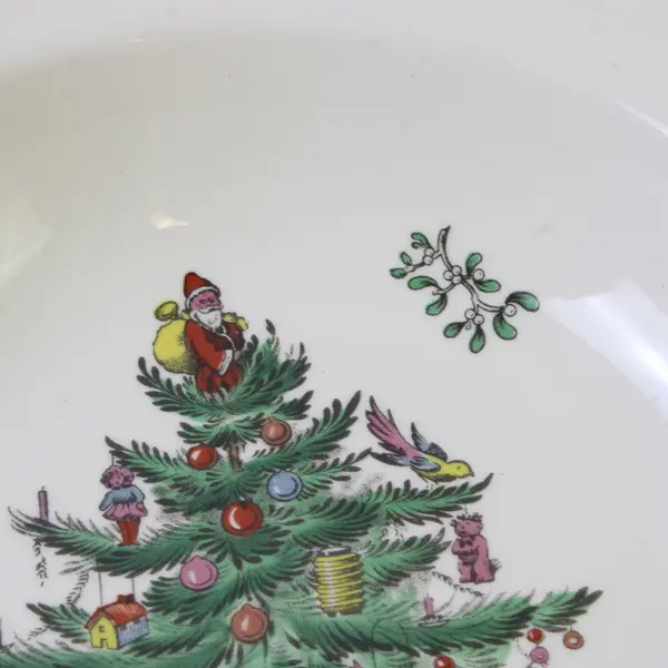 Lot Of 4 Spode Christmas Tree Pattern Large Rim Soup Bowls 9.25" Diameter