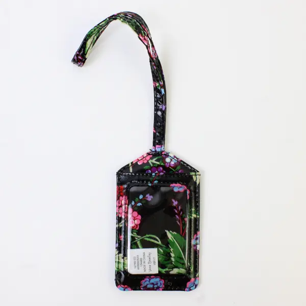 Vera Bradley Black Floral ID Lanyard Badge Holder Keychain