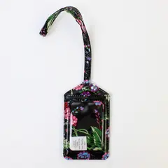 Vera Bradley Black Floral ID Lanyard Badge Holder Keychain