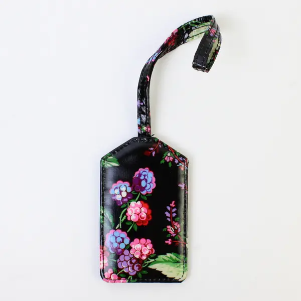Vera Bradley Black Floral ID Lanyard Badge Holder Keychain