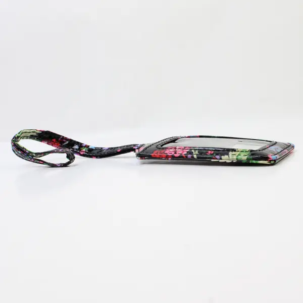 Vera Bradley Black Floral ID Lanyard Badge Holder Keychain
