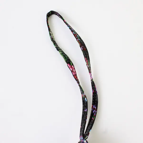 Vera Bradley Black Floral ID Lanyard Badge Holder Keychain
