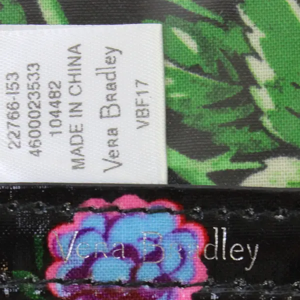 Vera Bradley Black Floral ID Lanyard Badge Holder Keychain