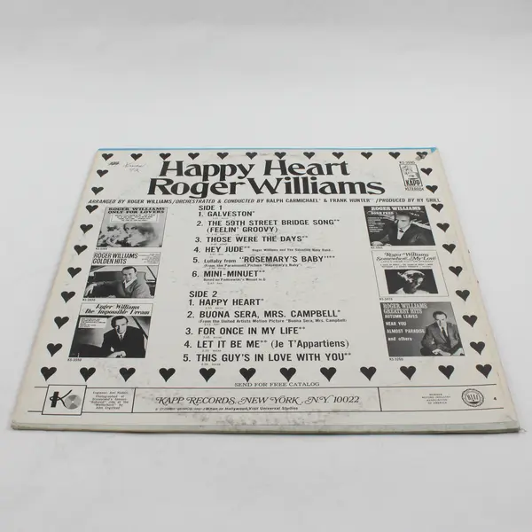 Roger Williams Happy Heart  12" Vinyl Record 