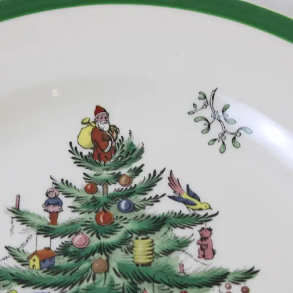 Lot Of 5 Spode Christmas Tree Pattern Ceramic Salad Plates 7.75" Diameter