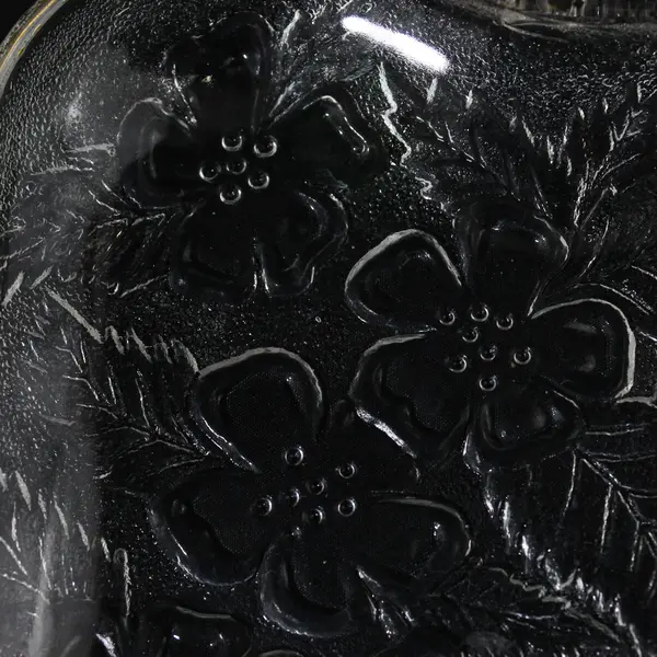 Glass Apple Shaped  Dish With Embossed Apple Blossoms Gold Trim