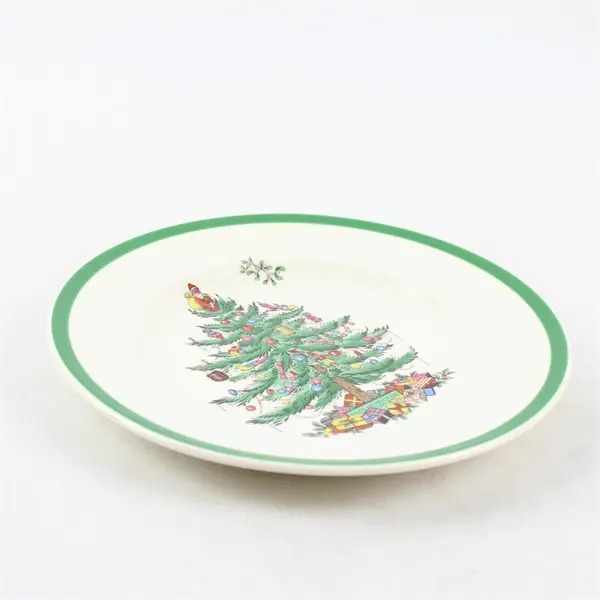 Lot Of 4 Spode Christmas Tree Pattern Ceramic Salad Plates 7.75" Diameter