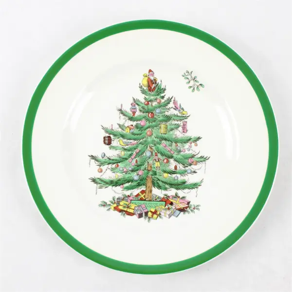 Lot Of 2 Spode Christmas Tree Pattern Ceramic Salad Plates 7.75" Diameter