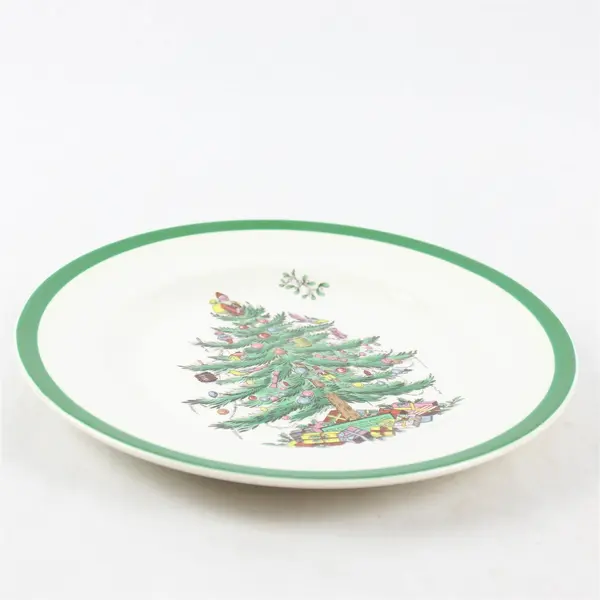 Lot Of 2 Spode Christmas Tree Pattern Ceramic Salad Plates 7.75" Diameter