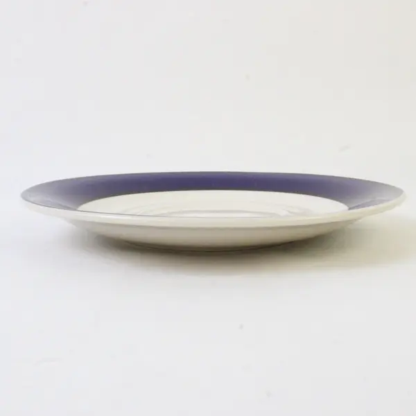 Set of 8 Gibson Everyday Saucers White Cobalt Blue Band