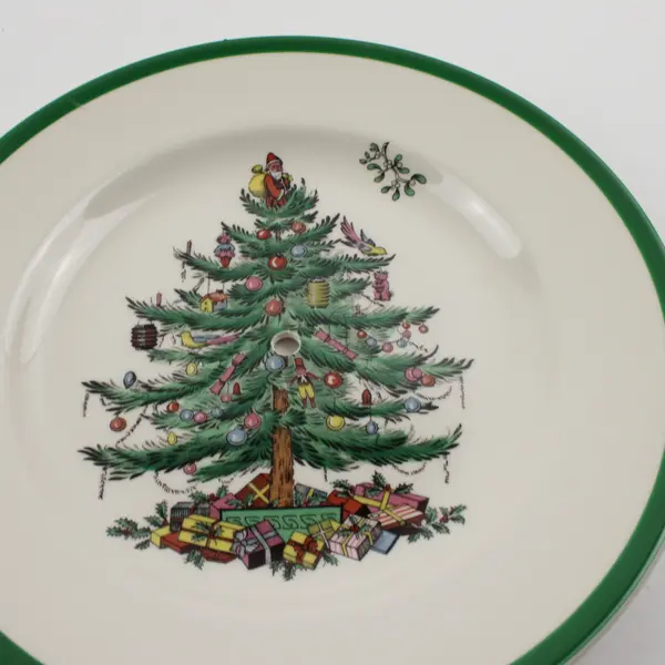Spode Christmas Tree Pattern Ceramic Salad Plate Serving Tray 7.75" Diameter