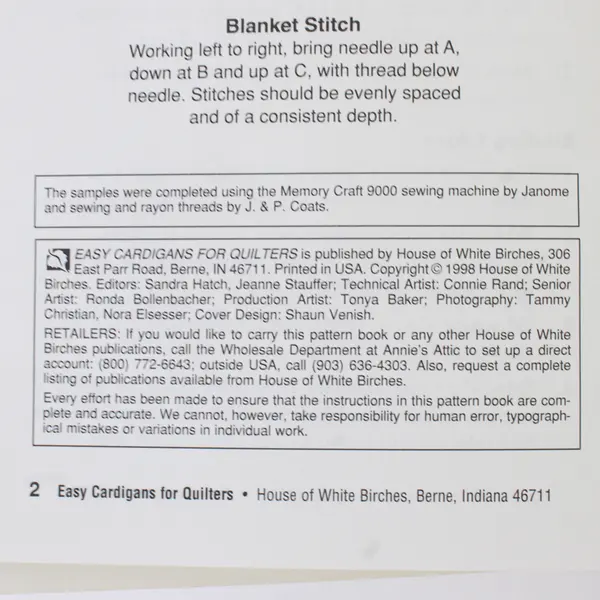 Easy Cardigans For Quilters S/C Booklet House of White Birches #141075 