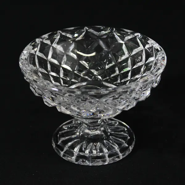 Small 4" Footed Crystal Bowl Diamond Cut Pattern