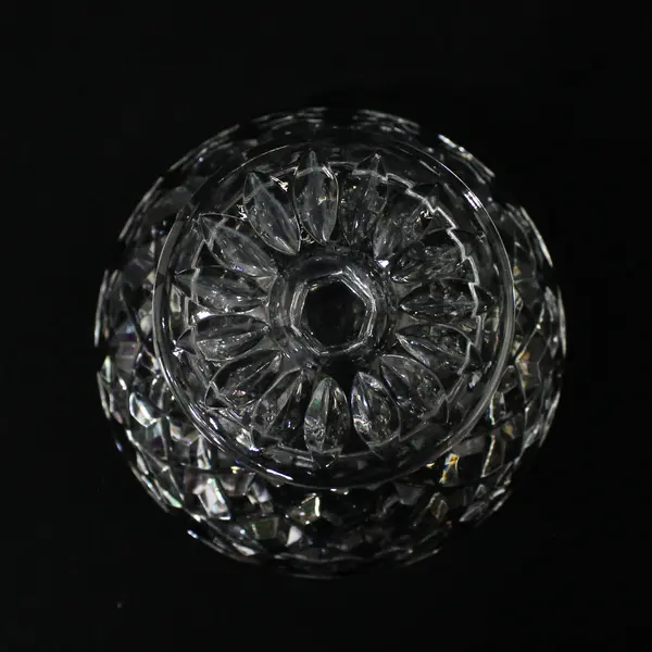 Small 4" Footed Crystal Bowl Diamond Cut Pattern