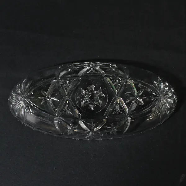 Vintage Anchor Hocking Prescut Clear  Oval Pickle Dish 8.5" Scalloped Rim