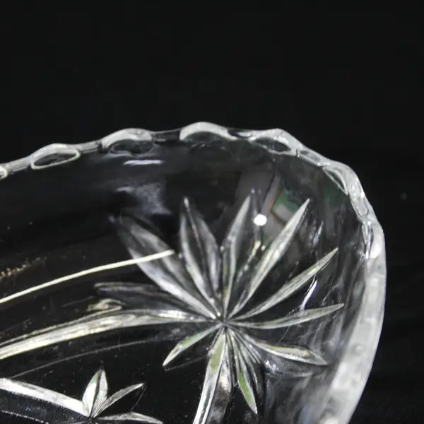 Vintage Anchor Hocking Prescut Clear  Oval Pickle Dish 8.5" Scalloped Rim