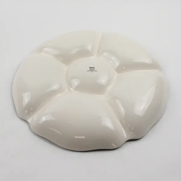 Spode Christmas Tree Pattern Ceramic Round Hors D'oeuvres Tray 11.75" Diameter