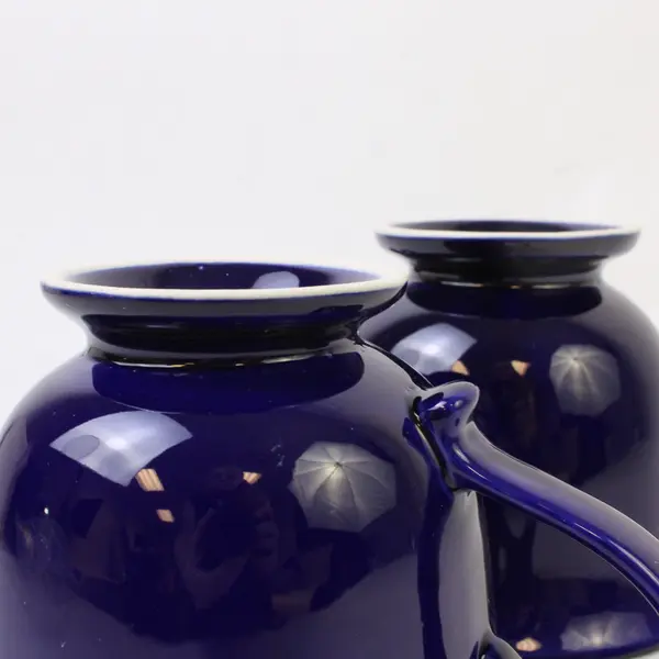 Set of 2 Gibson Everyday Coffee Mugs White Cobalt Blue Trim