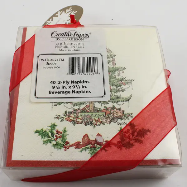 Spode Christmas Tree Pattern Set Of 40 3-Ply Beverage Paper Napkins 2006