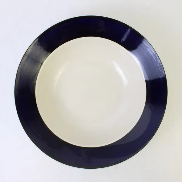 Gibson Everyday Round Serving Bowl White w/ Cobalt Blue Band 9.5"