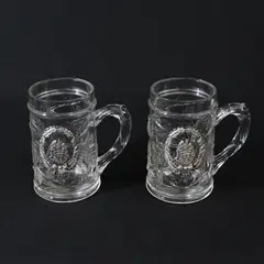 Lot of 2 Fort Pewter 4th Annual Glass Christmas Mugs by Thomas Nast 1989 