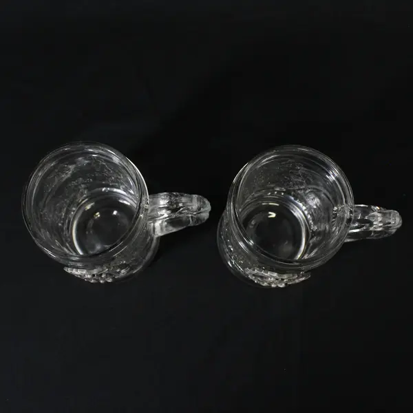 Lot of 2 Fort Pewter 4th Annual Glass Christmas Mugs by Thomas Nast 1989 