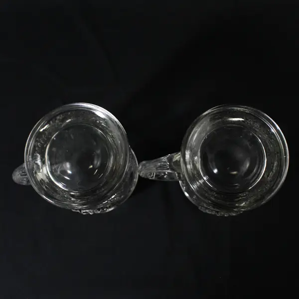 Lot of 2 Fort Pewter 4th Annual Glass Christmas Mugs by Thomas Nast 1989 