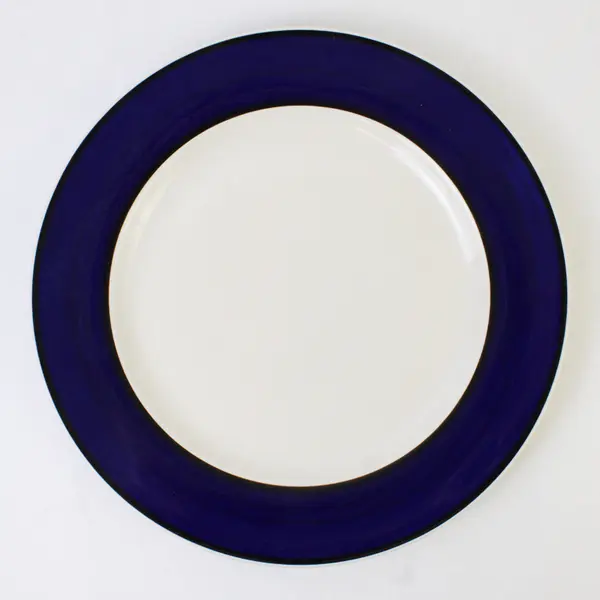 Gibson Everyday 13in Serving Platter White Cobalt Blue Rim 